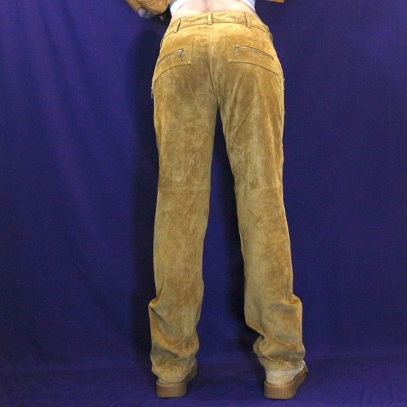 Danier Brown Leather Zip Pants - Picture 4 of 4